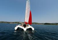 stern view of sailing multihull yacht neel 45